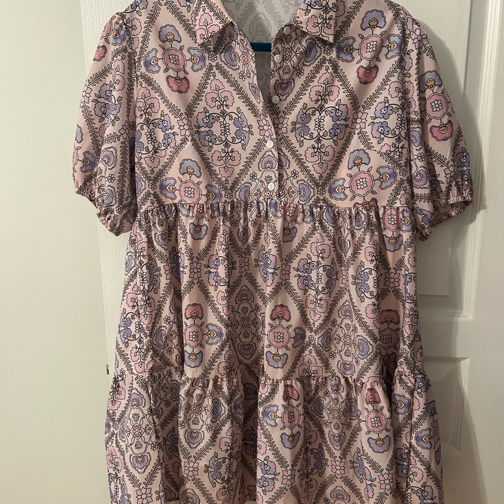 MK Boutique Pink Paisley Print Tiered Dress